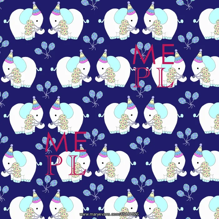  : Party elephants repeating pattern
