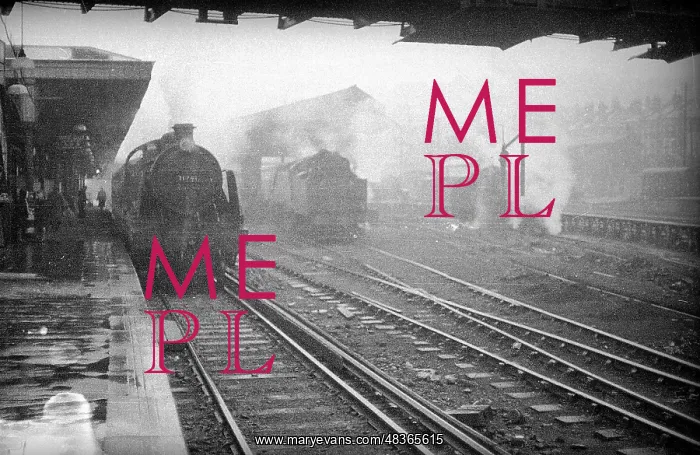 : Passenger steam train at platform : Passenger steam train at platform