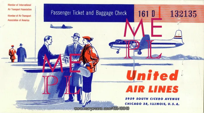 : Passenger ticket wallet, United Airlines : Passenger ticket wallet, United Airlines
