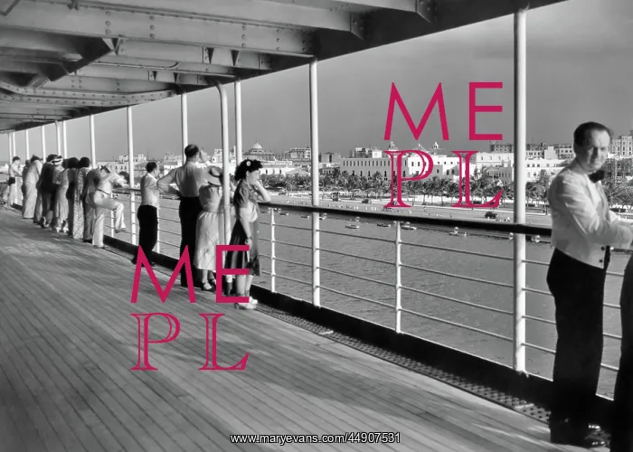 : Passengers Aboard Ship Promenade Deck Viewing Malecon a : Passengers Aboard Ship Promenade Deck Viewing Malecon a