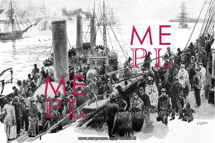 : Passengers boarding an Emigrant Ship at Queenstown, Ireland : Passengers boarding an Emigrant Ship at Queenstown, Ireland