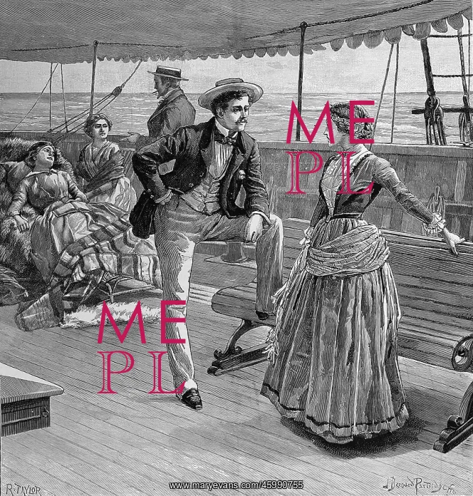 : Passengers on the deck of a liner 1887 : Passengers on the deck of a liner 1887