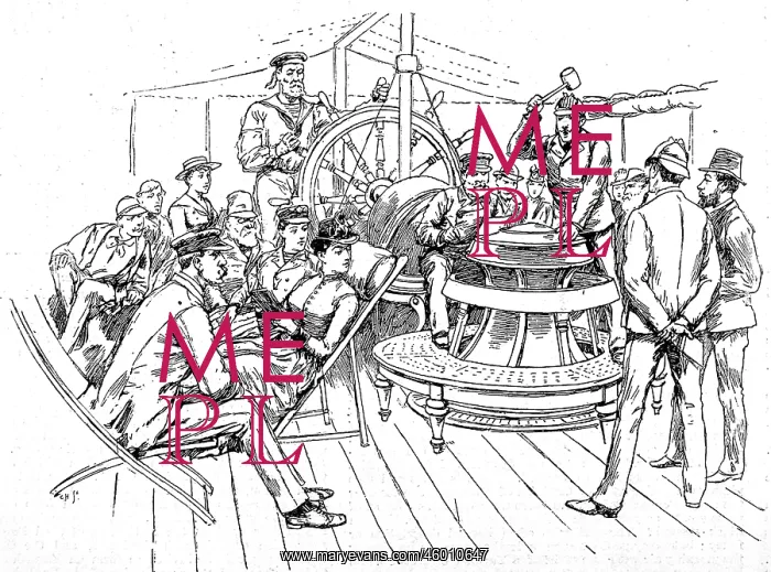 : Passengers on the deck of a Trans-Atlantic steamer, 1888 : Passengers on the deck of a Trans-Atlantic steamer, 1888