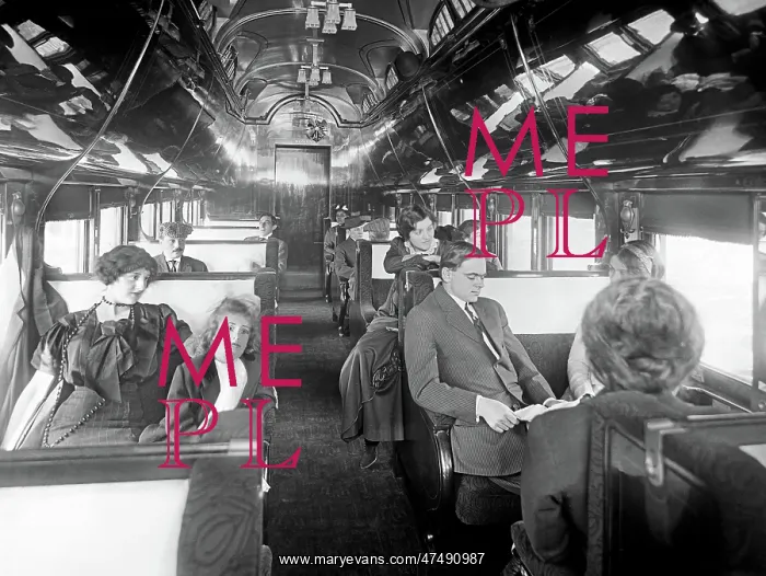 : Passengers in a standard Pullman car - deluxe overland limit : Passengers in a standard Pullman car - deluxe overland limit