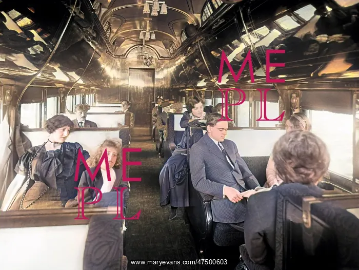 : Passengers in a standard Pullman car - deluxe overland limit : Passengers in a standard Pullman car - deluxe overland limit