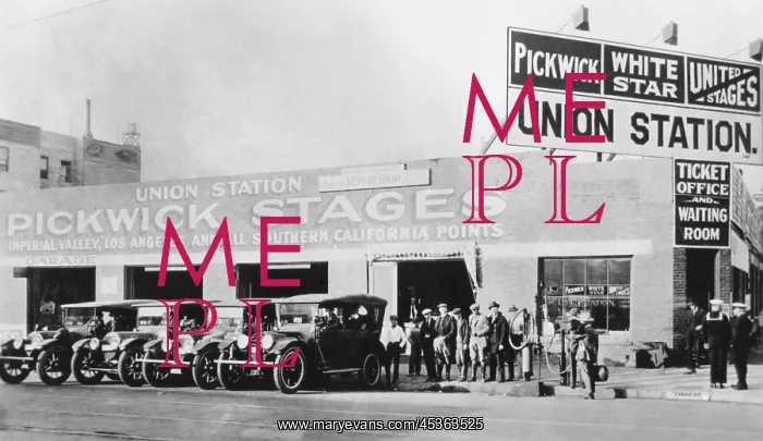 : Passengers wait for a Pickwick Stage at Charles : Passengers wait for a Pickwick Stage at Charles