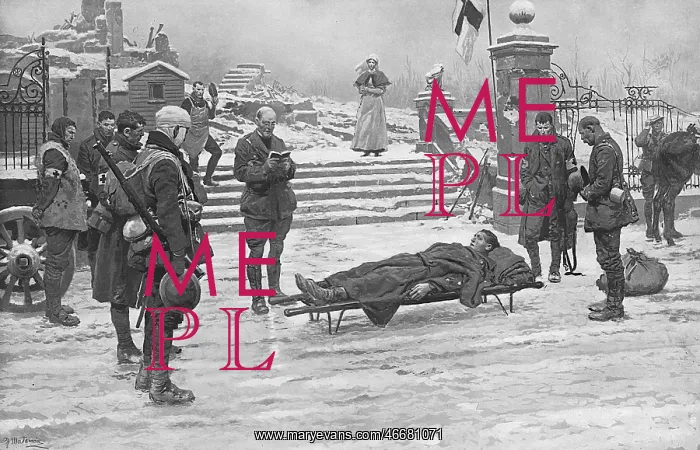 : The Passing of a Hero by Matania, WW1 : The Passing of a Hero by Matania, WW1