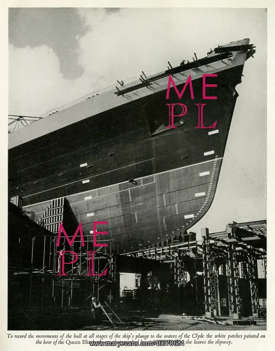 : Patches painted on the bow of the Queen Elizabeth : Patches painted on the bow of the Queen Elizabeth
