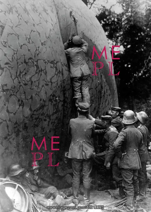 : Patching a balloon, 1918 : Patching a balloon, 1918