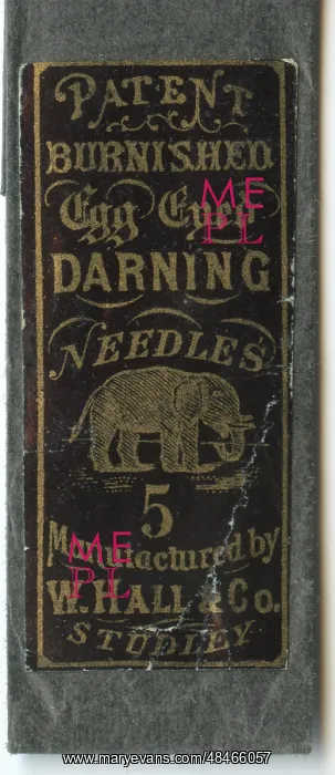 : Patent Burnished Egg Eyed Darning Needles packet : Patent Burnished Egg Eyed Darning Needles packet