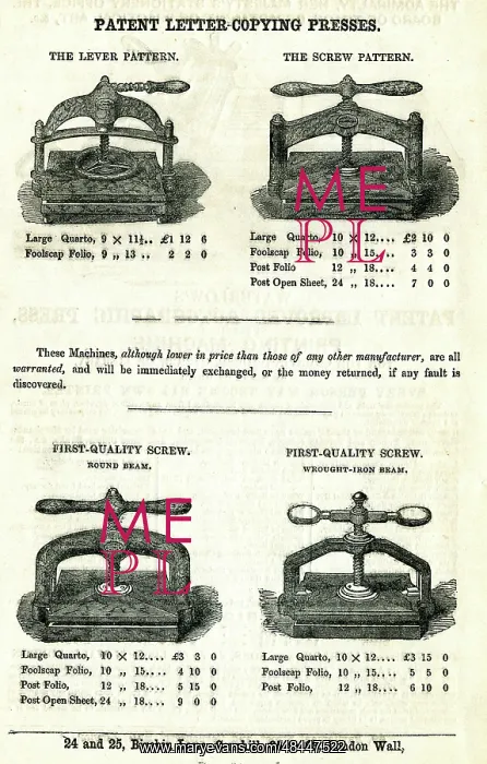  : Patent letter-copying presses