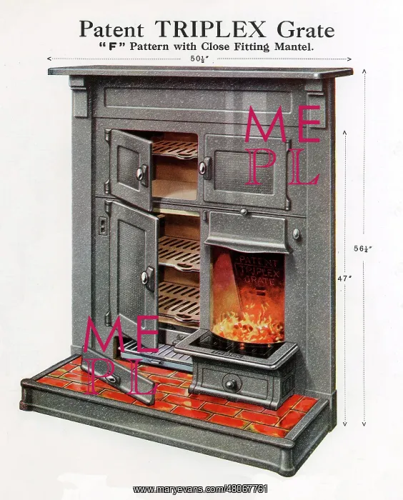 : Patent Triplex Grate F Pattern with close-fitting mantel : Patent Triplex Grate F Pattern with close-fitting mantel