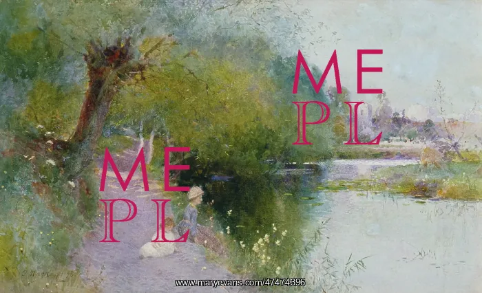 : Path by the River ' woman and child : Path by the River ' woman and child