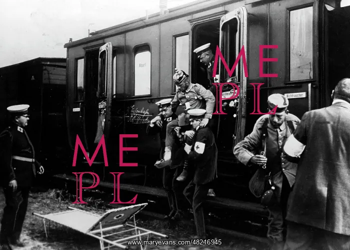 : Patient transfer of the German Red Cross, 1914 : Patient transfer of the German Red Cross, 1914