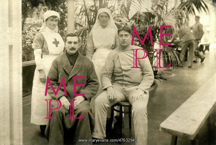 : Two patients and two nurses in the Hospital Mess, Quex Park : Two patients and two nurses in the Hospital Mess, Quex Park