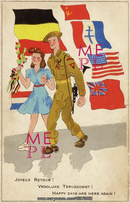 : Patriotic Propaganda Postcard - WWII : Patriotic Propaganda Postcard - WWII