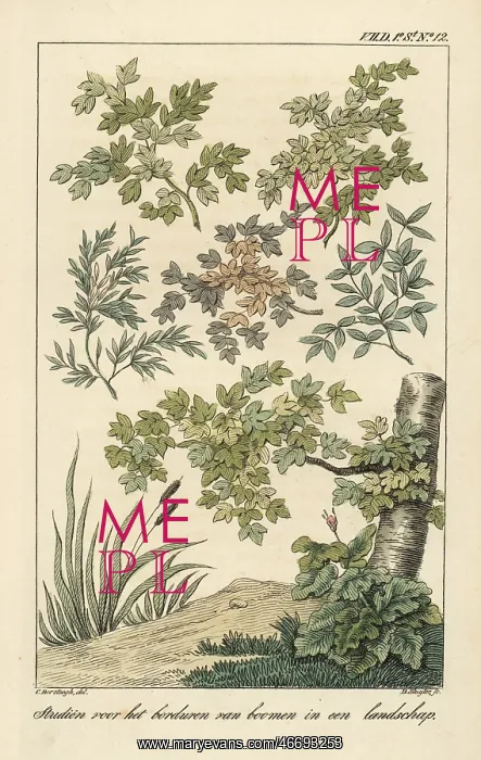  : Pattern for embroidery of flowers in a landscape