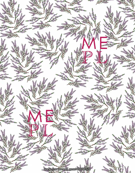  : Pattern featuring sprigs of purple heather