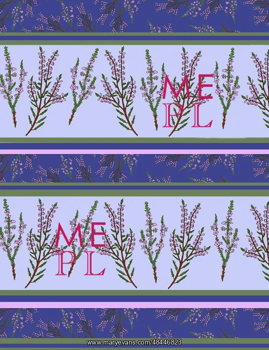  : Pattern featuring sprigs of purple heather