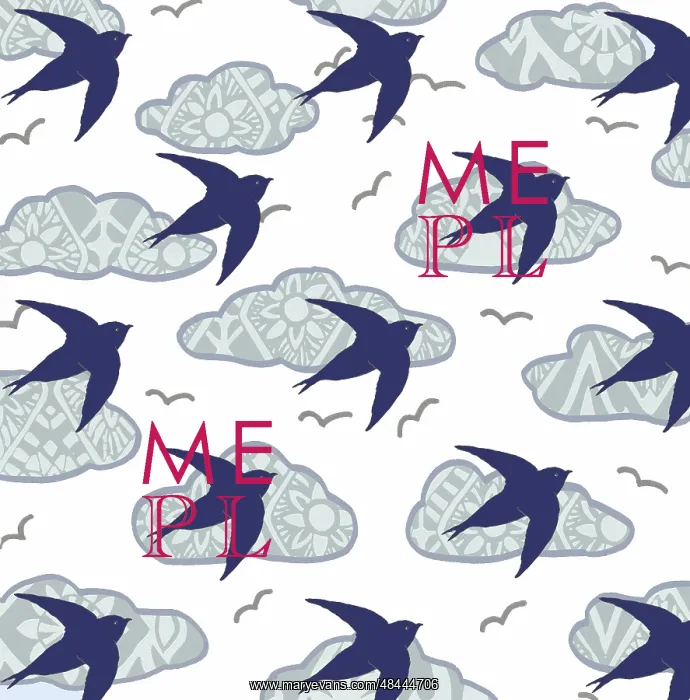  : Pattern featuring swifts flying amongst the clouds