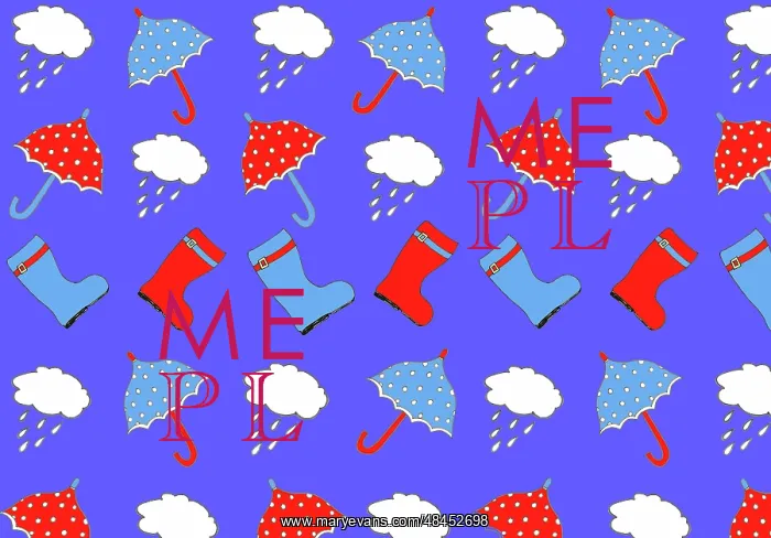  : Pattern featuring wellies, umbrellas and rain clouds