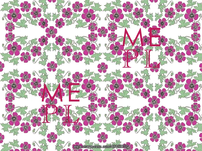  : Pattern of small purple flowers and leaves