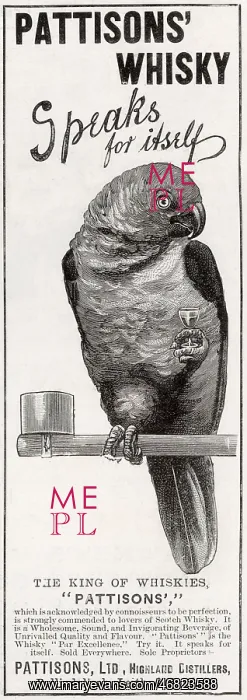 : Pattisons whisky advertisement, 1896 : Pattisons whisky advertisement, 1896