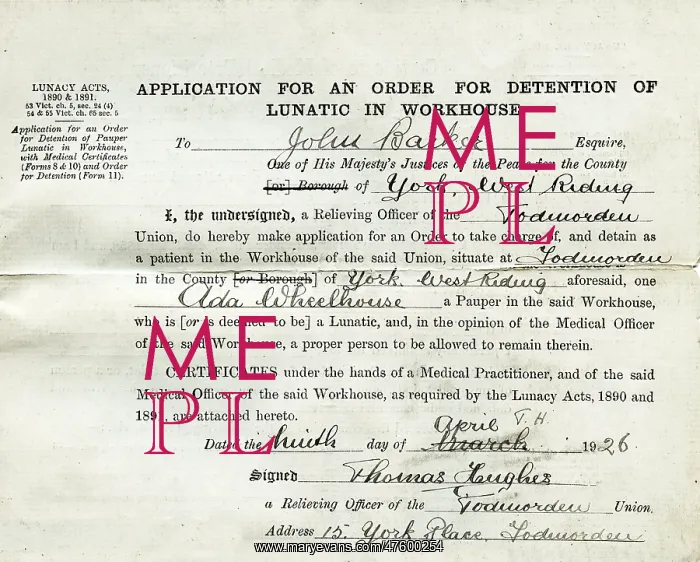 : Pauper Lunatic Detention Application : Pauper Lunatic Detention Application