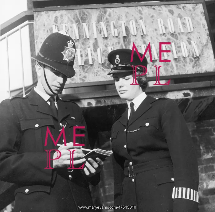 : PC and WPC outside Kennington Road station : PC and WPC outside Kennington Road station