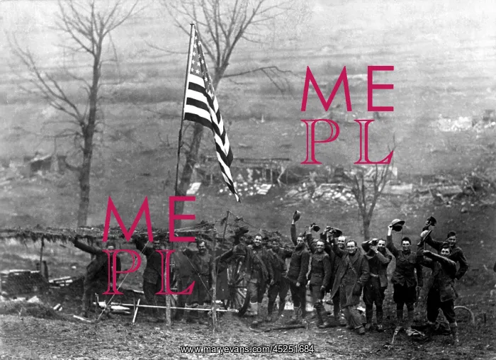 : Peace celebration on the battlefield. An American : Peace celebration on the battlefield. An American