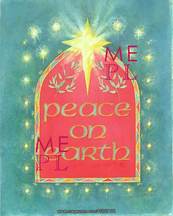  : Peace on Earth with olive branches and star