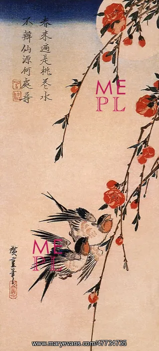  : Peach Tree and Swallows