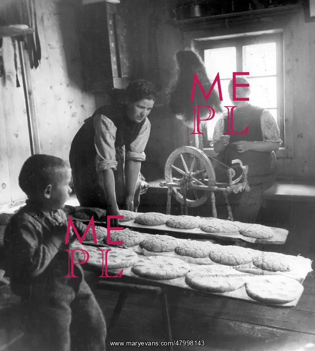 : Peasant woman baking bread, 1939 : Peasant woman baking bread, 1939