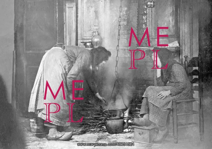 : Peasant woman at the stove, around 1900 : Peasant woman at the stove, around 1900