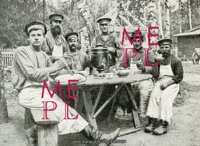 : Peasant workers having a tea break, Republic of Estonia : Peasant workers having a tea break, Republic of Estonia