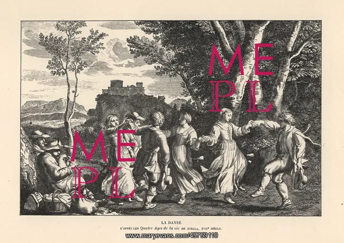 : Peasants dancing in a clearing to music from : Peasants dancing in a clearing to music from