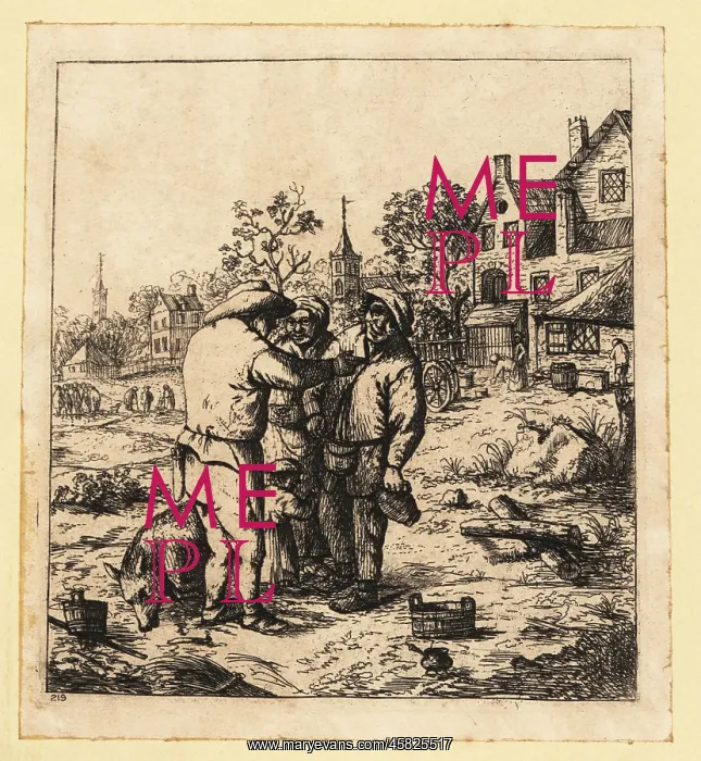 : Peasants talking in a field, 17th century : Peasants talking in a field, 17th century