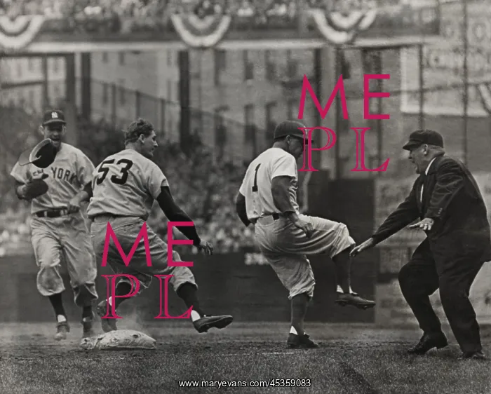  : Pee Wee Reese dances to a safe decision. Bill Summers