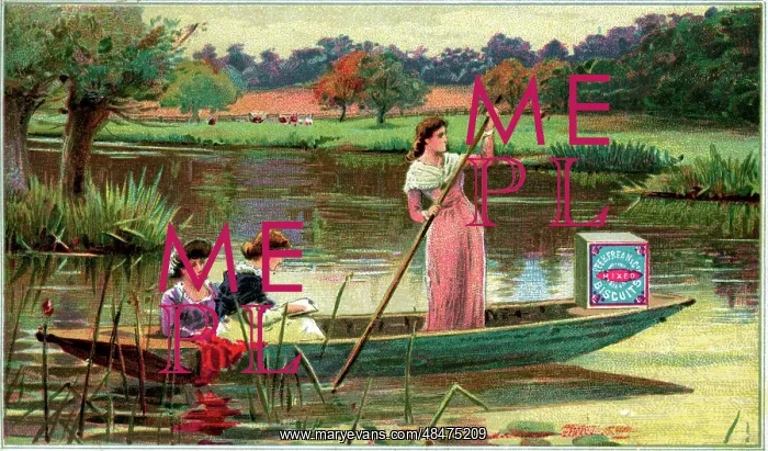 : Peek Frean Biscuits advertising trade card - punting : Peek Frean Biscuits advertising trade card - punting
