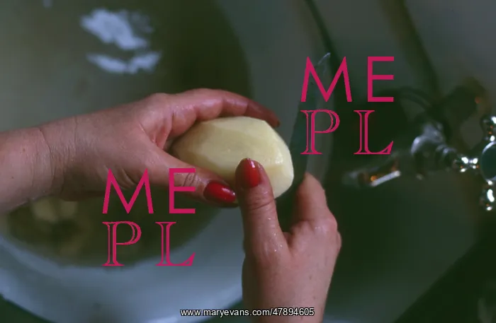 : PEELING POTATOES 1940S : PEELING POTATOES 1940S