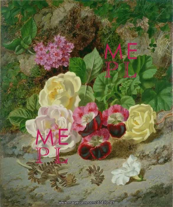  : Pelargonium and Roses on Mossy Bank
