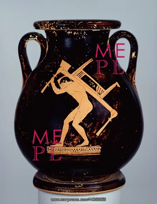 : pelike. Athenian red-figure pelike; (a) youth carrying a couch and a table, : pelike. Athenian red-figure pelike; (a) youth carrying a couch and a table,