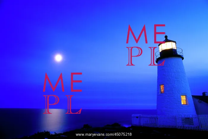 : Pemaquid Point Lighthouse and Full Moon at Dusk Bristol : Pemaquid Point Lighthouse and Full Moon at Dusk Bristol