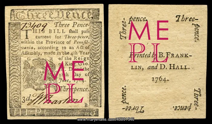 : Front and back side of a three pence Colonial : Front and back side of a three pence Colonial