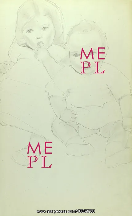  : Pencil sketch of two children