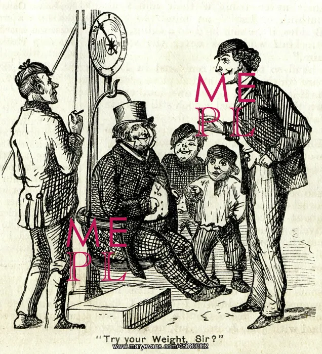: Only A Penny, Try your weight, Sir? - fairground scene : Only A Penny, Try your weight, Sir? - fairground scene