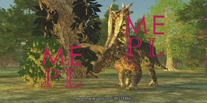 : A Pentaceratops dinosaur ambles among forest trees in the ? : A Pentaceratops dinosaur ambles among forest trees in the ?