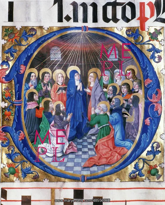 : Pentecost. Miniature of choirbook. 15th-16th century. Arxive : Pentecost. Miniature of choirbook. 15th-16th century. Arxive