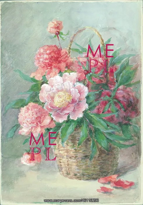 : Peonies'. Flowers in basket : Peonies'. Flowers in basket
