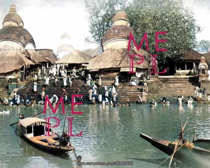 : People at a bathing ghat, India : People at a bathing ghat, India